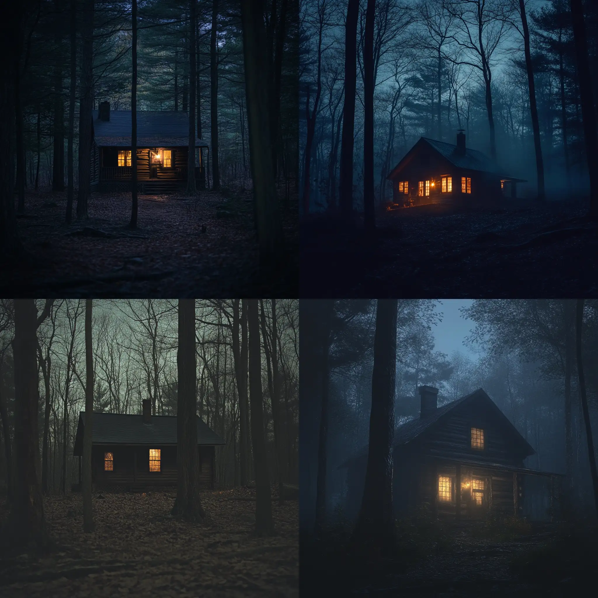 Eerie-Cabin-in-the-Woods-at-Night