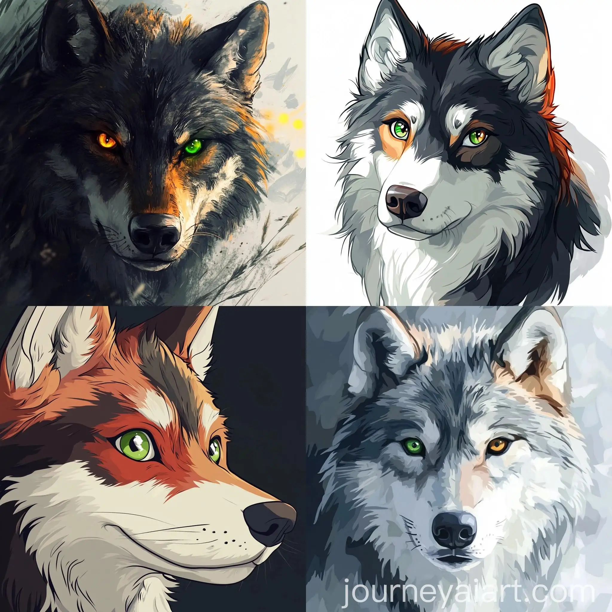 TwoTone-Wolf-Meme-with-Green-and-Brown-Eyes