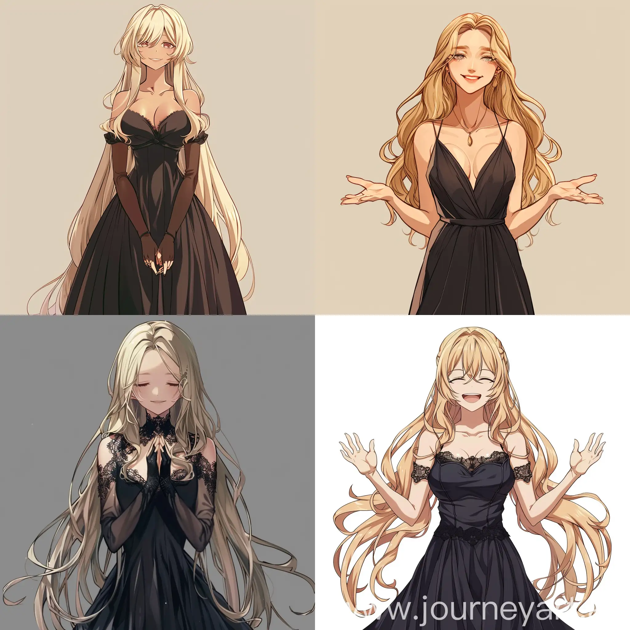 Anime-Girl-with-Four-Hands-and-Four-Eyes-in-Elegant-Black-Dress