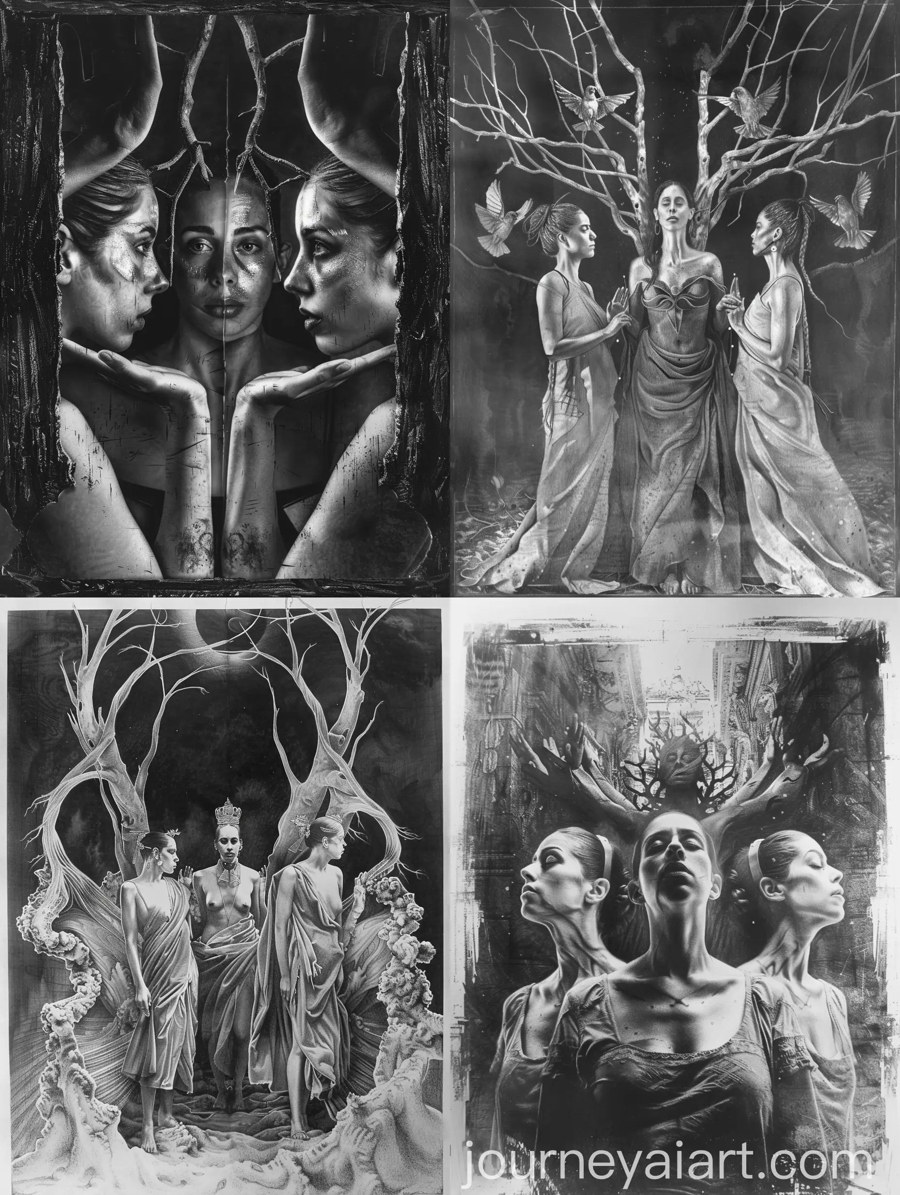 Surreal-Reverence-Hyper-Realistic-Pencil-Sketch-of-Three-Female-Figures