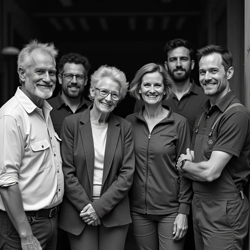 Realistic-Black-and-White-Photo-of-Two-Married-Couples-and-Three-Single-Individuals