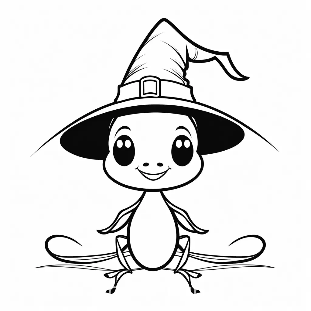 Smiling-Ant-Wearing-Witch-Hat-Coloring-Page-for-Toddlers