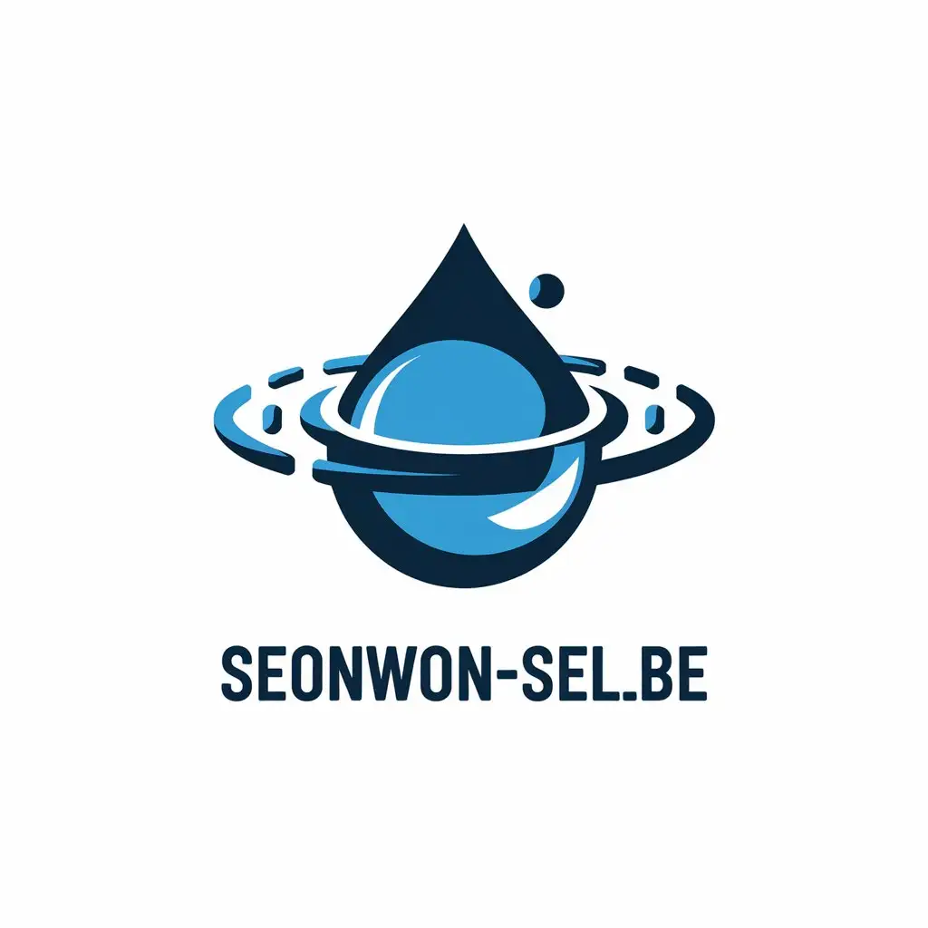 a vector logo design,with the text "seonwon-sellbe (this is a phonetic transcription and not a meaningful phrase in English)", main symbol:water droplet,Moderate,be used in Technology industry,clear background