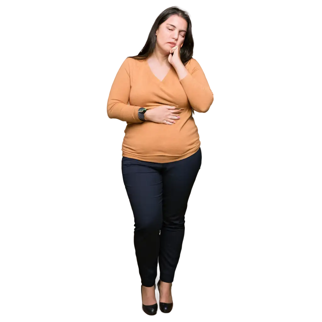 PNG-Image-of-a-Single-Woman-Depicting-Fatigue-Depression-and-Overweight