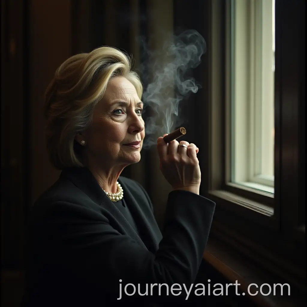 Hilary-Clinton-Secretly-Smoking-a-Cigar-in-the-Oval-Office
