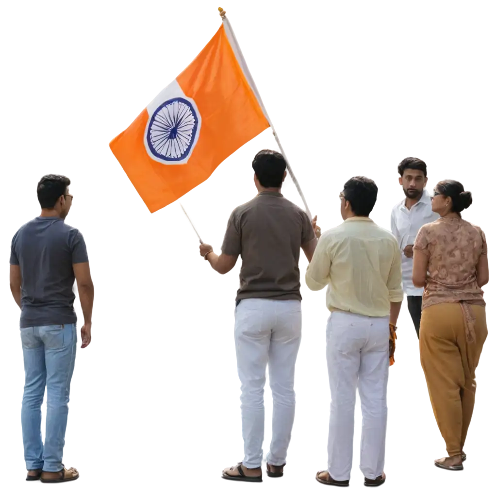 Jain-Flag-PNG-Image-A-Man-Holding-the-Flag-Near-a-Jain-Temple-Gate-with-Our-People