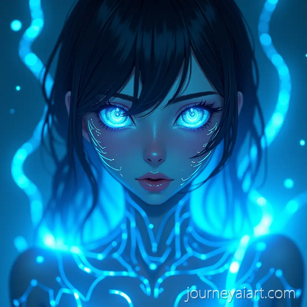 Futuristic-Female-Cyborg-with-Glowing-BlueFuturistic-anime-cyborg-Energy-and-Digital-Aura