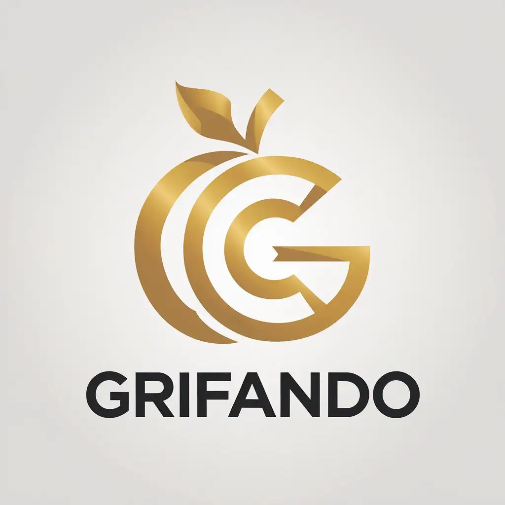 a vector logo design,with the text "GRIFANDO", main symbol:act like an experienced designer and create a logo for clothing store, the logo should be gender-neutral and subtly include an golden apple in its design, the brand name is GRIFANDO and it brings the concept of highlighting your style with fashion labels,complex,clear background