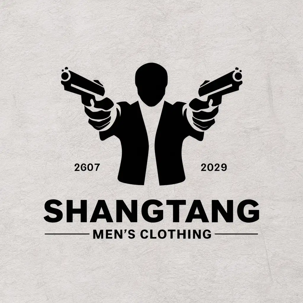 a vector logo design,with the text "Shangtang men's clothing", main symbol:handgun/man,Minimalistic,be used in clothing industry,clear background