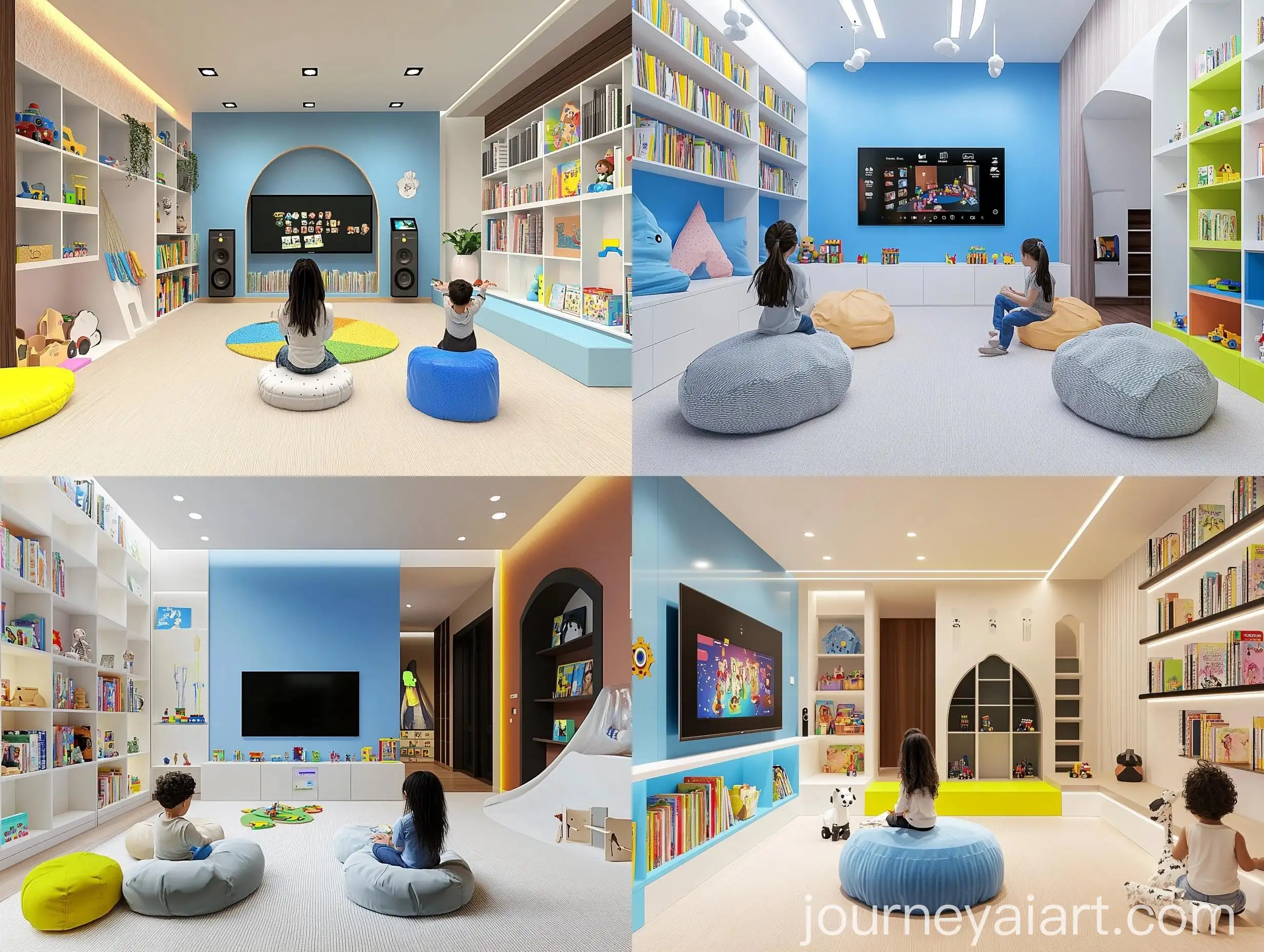 Childrens-Recreational-Room-with-Toy-Library-Television-and-Interactive-Wall