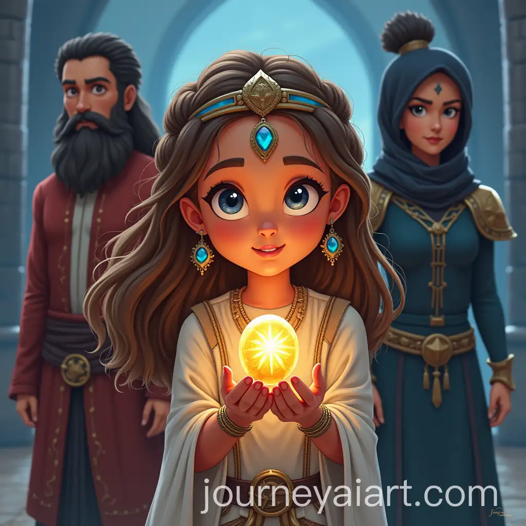Ayla-Holding-Glowing-Flower-and-Stone-with-Traditional-and-Modern-Guardians