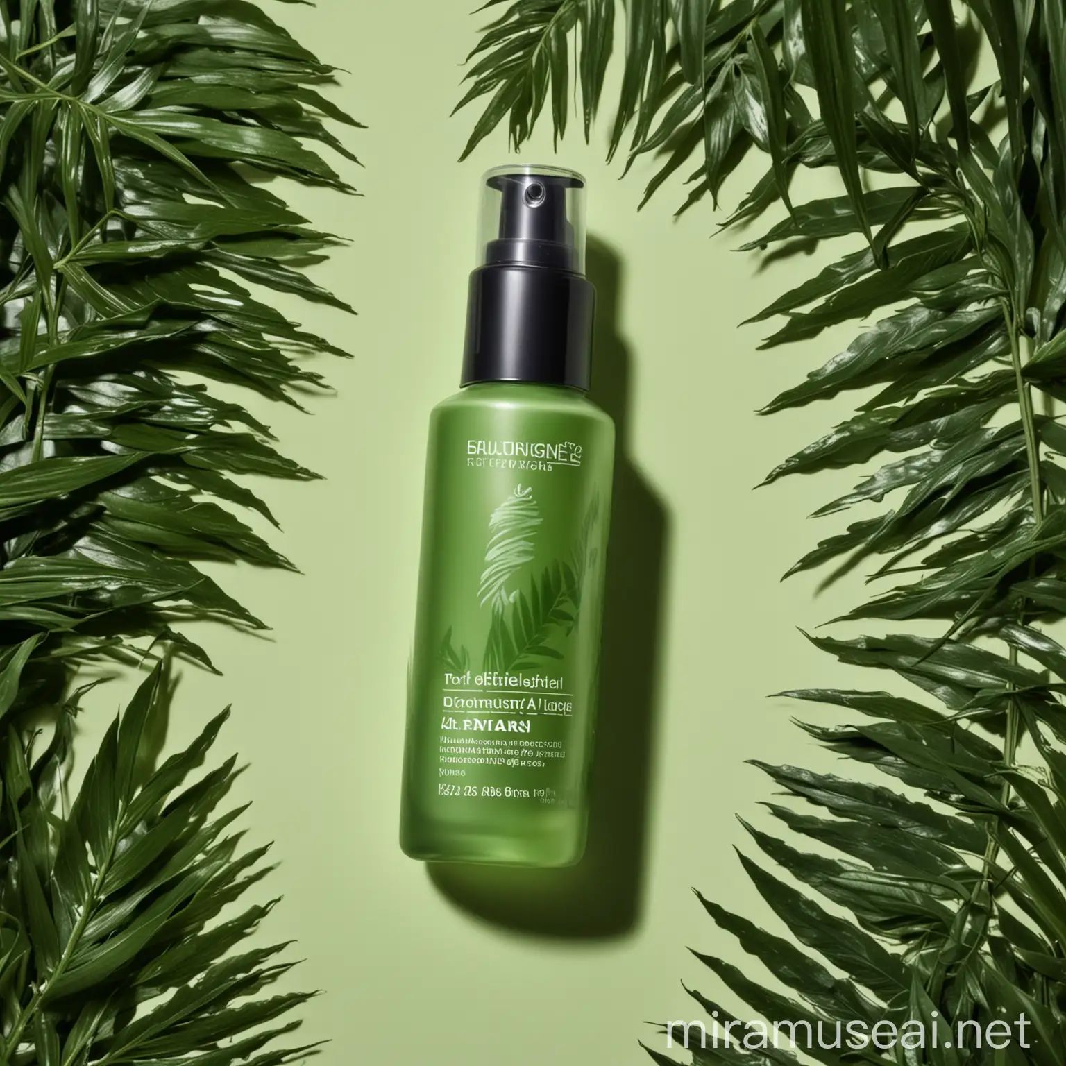 Green Jungle Scene with Moisturizer Bottle Natural Skincare Concept