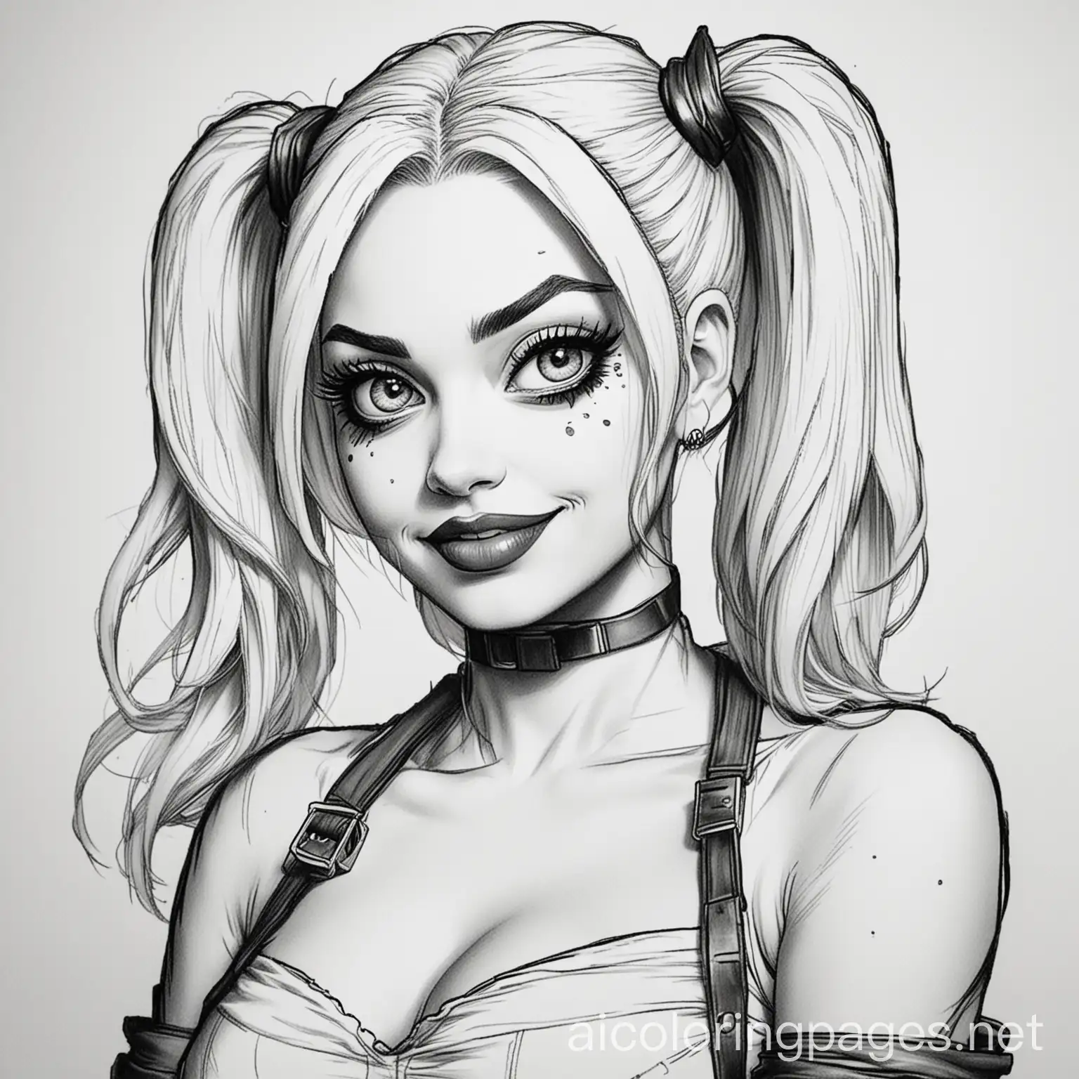 Harley-Quinn-Coloring-Page-for-Kids-with-Simple-Line-Art