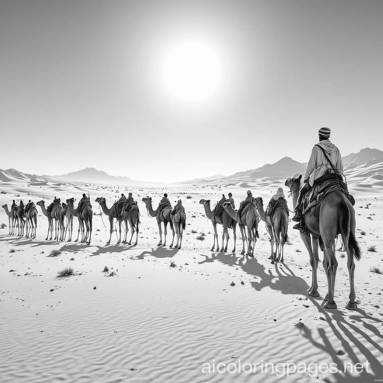 Children-Coloring-Camels-in-a-Simple-Desert-Landscape