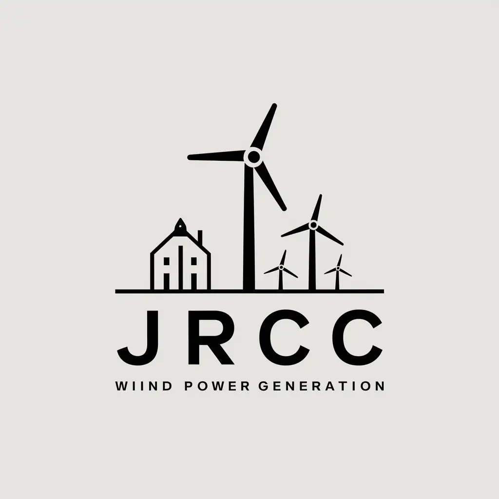 a vector logo design,with the text "JRCC", main symbol:wind power generation,Minimalistic,be used in Construction industry,clear background