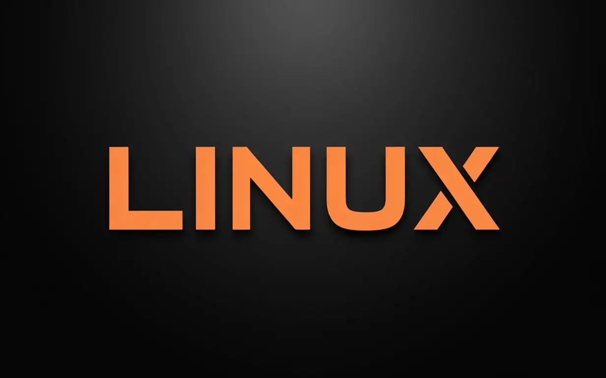 a black 4k background that says linux in orange