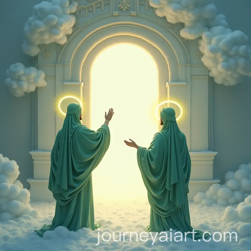 Snow-Statues-Depicting-Reverent-Figures-Before-a-Celestial-Doorway