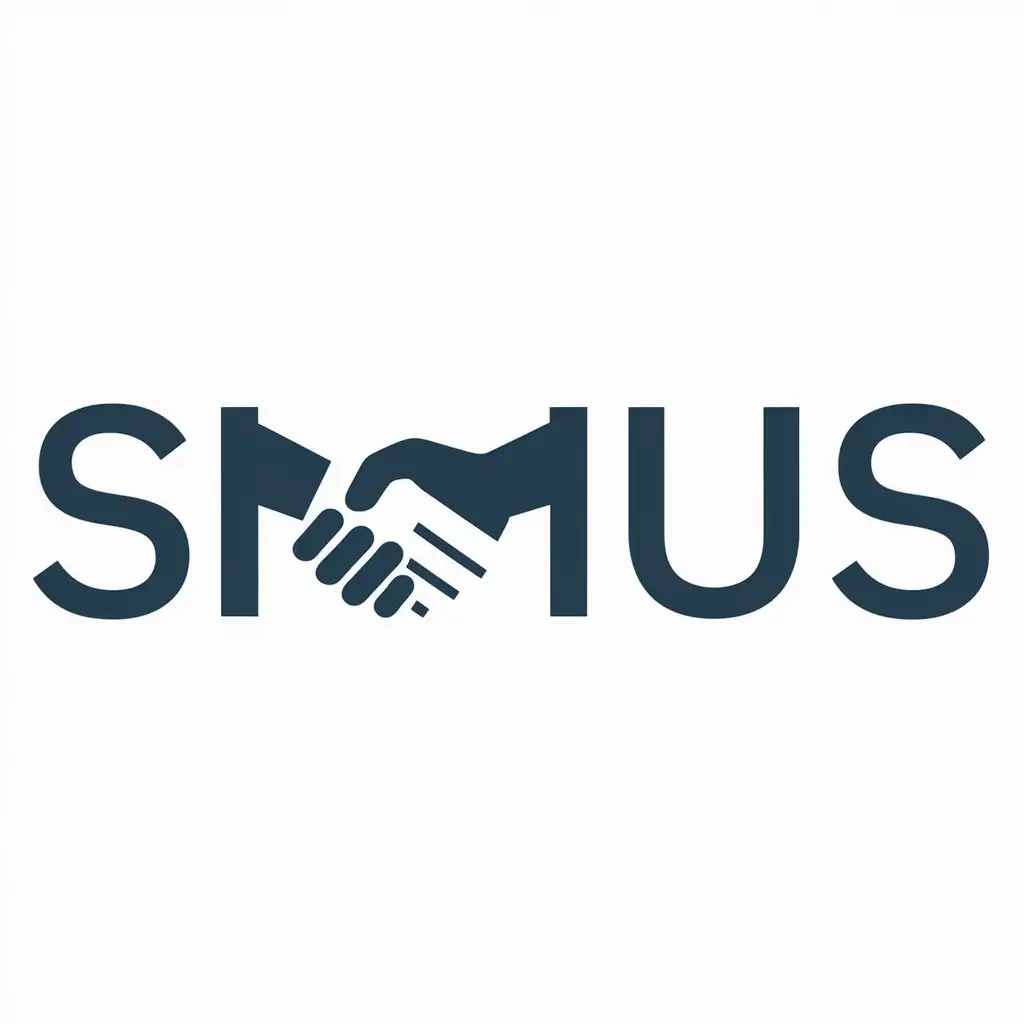 a logo design,with the text "SMUS", main symbol:handshake,Moderate,be used in Education industry,clear background