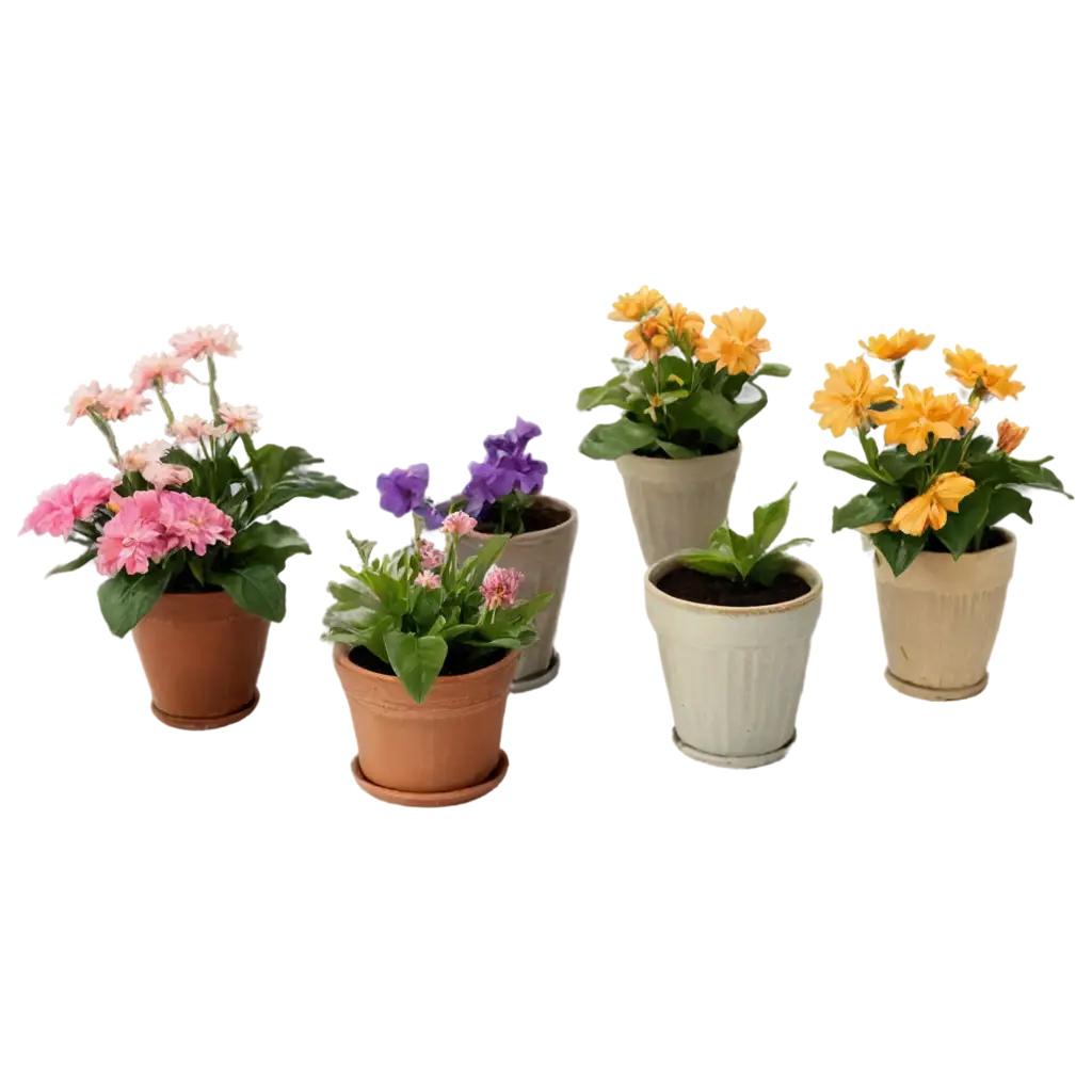 Various-Flowers-Adorn-the-Small-Pot-PNG-Image-HighQuality-Visual-for-Multiple-Uses