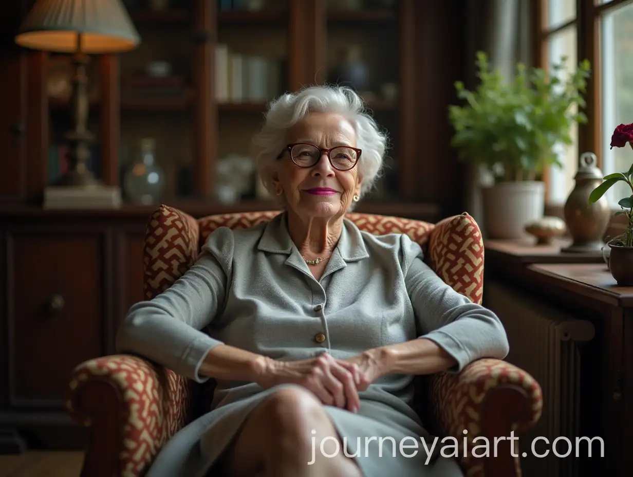 Elegant-80YearOld-Woman-Smiling-with-Antique-Decor-in-Cozy-Room