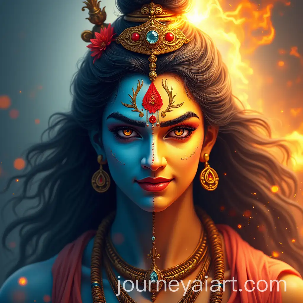 Fusion-of-Half-Lord-Krishna-and-Half-Lord-Shiva-Depicting-Calm-and-Anger
