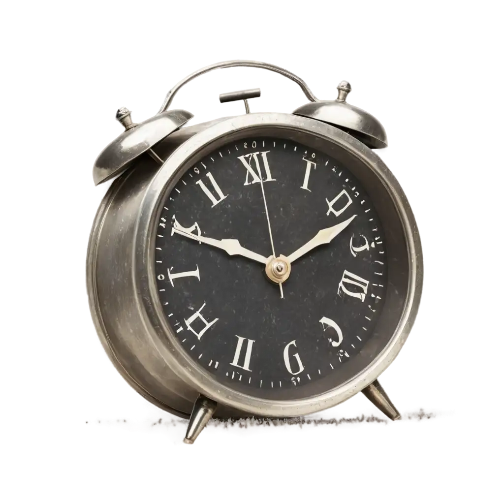 Vintage-Alarm-Clock-PNG-with-Metal-and-Dirt-Texture-HighQuality-Transparent-Image