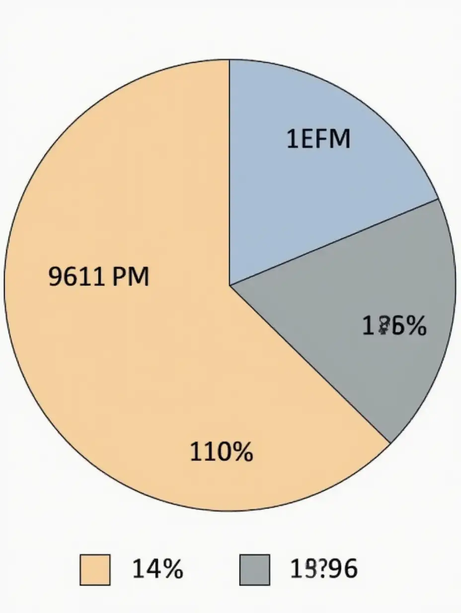 Create a circular diagram. With 100%, which was divided into 6 parts by percent.