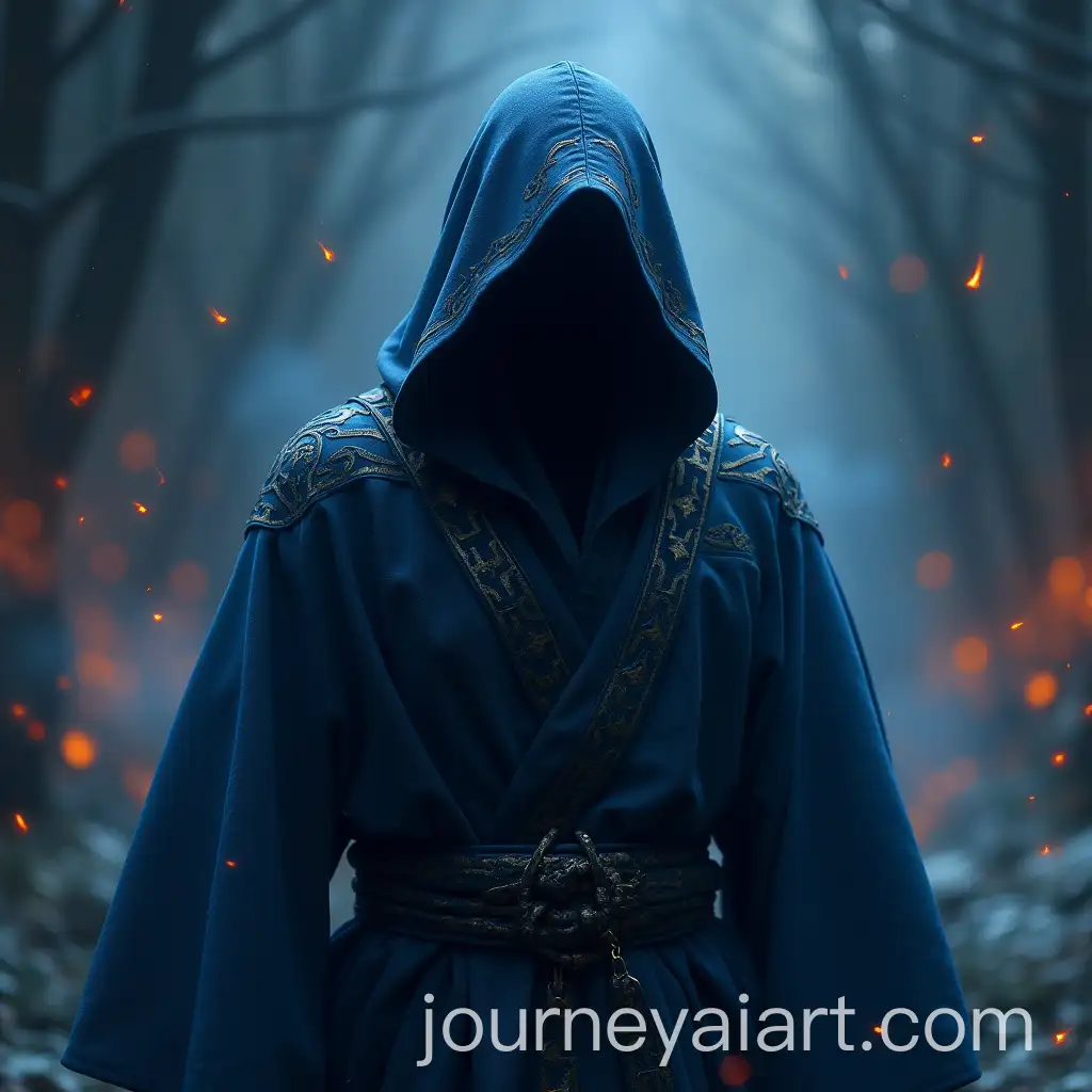 Hooded-Figure-in-Majestic-Dark-Blue-Robe-Glowing-Representing-Shytoshi-Kusama-at-War-with-Shiba-Inu