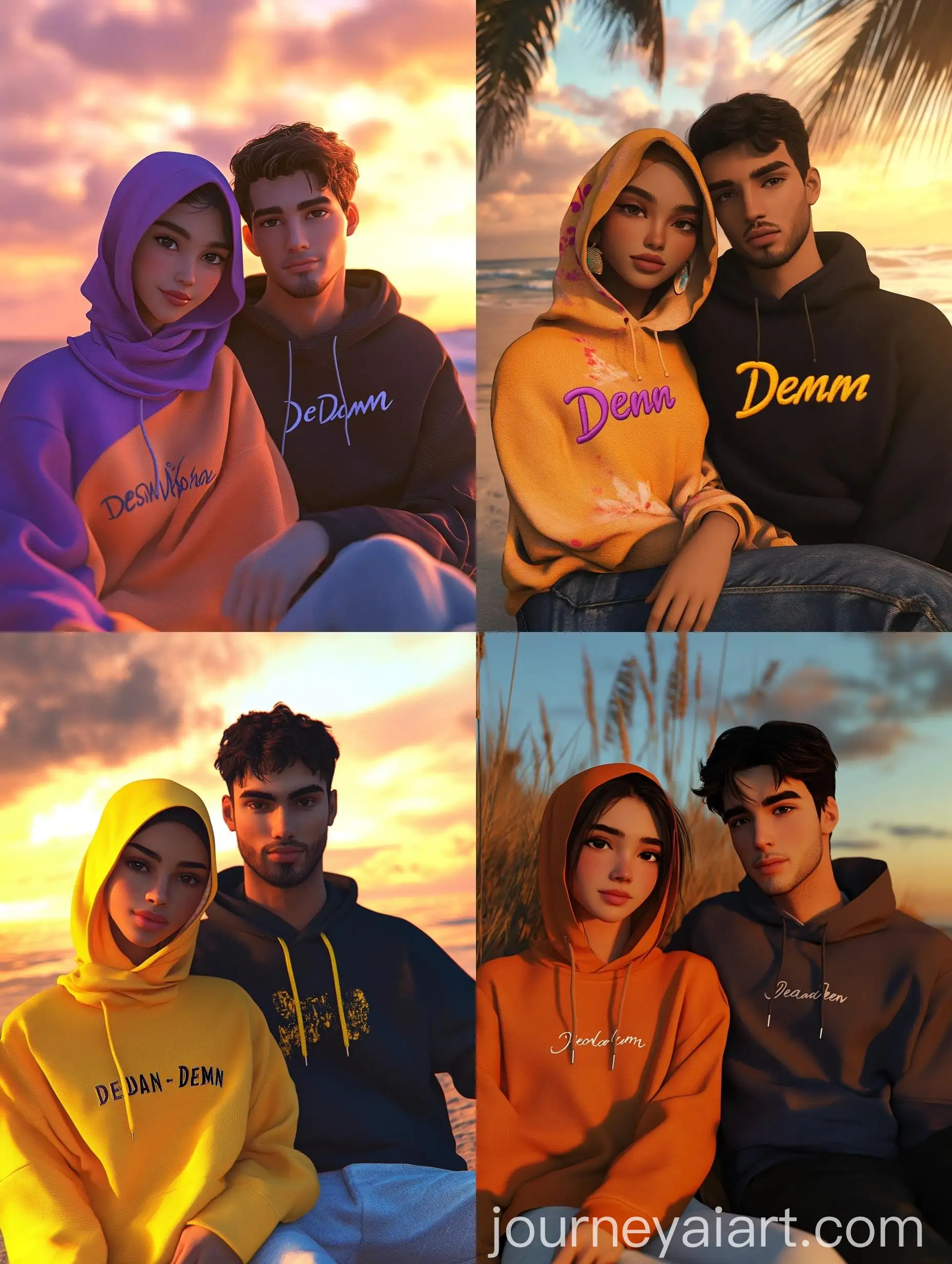 Romantic-Malayan-Faced-Couple-Enjoying-Sunset-Beach