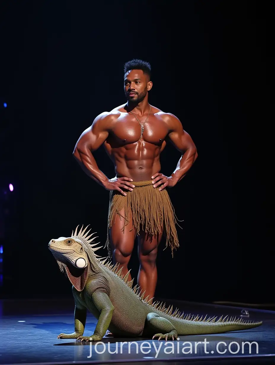 Muscular-Tribal-Man-with-Iguana-on-Americas-Got-Talent-Stage