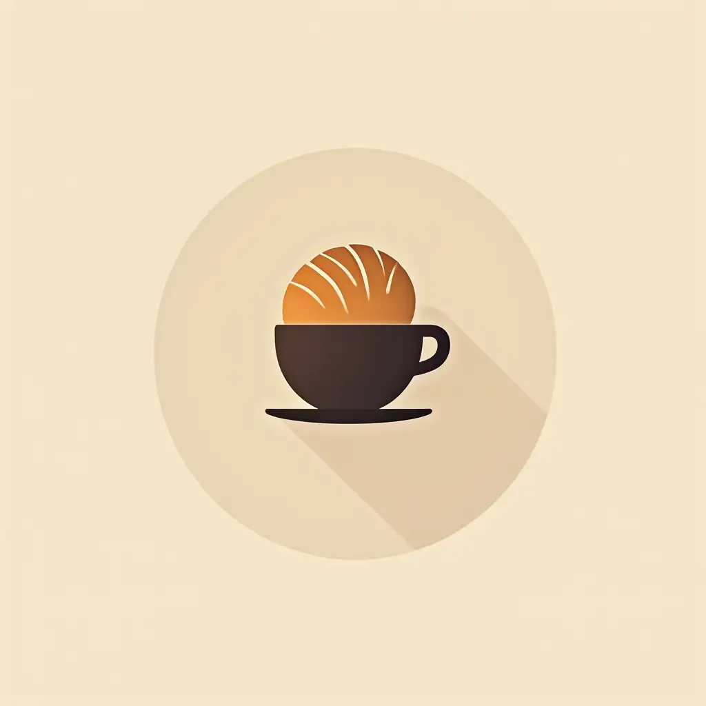 generate a high-quality image, minimalism, coffee shop logo, modern, realism, high quality, creation for freelance, bun + cup of coffee, modern, popular, promotional