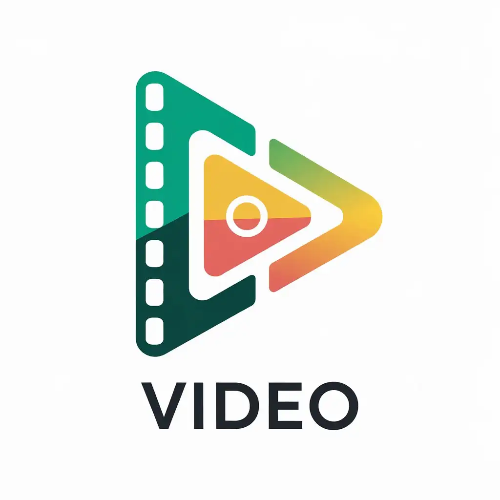 LOGO Design for Video Green Yellow with Play Symbol Movie Tape Element and Versatile Industry Use