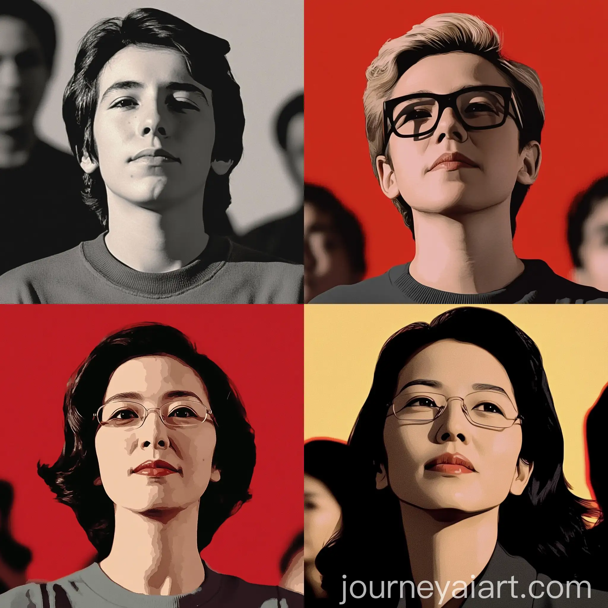 Julian-Opie-Style-Portrait-of-a-Woman-in-Monochrome