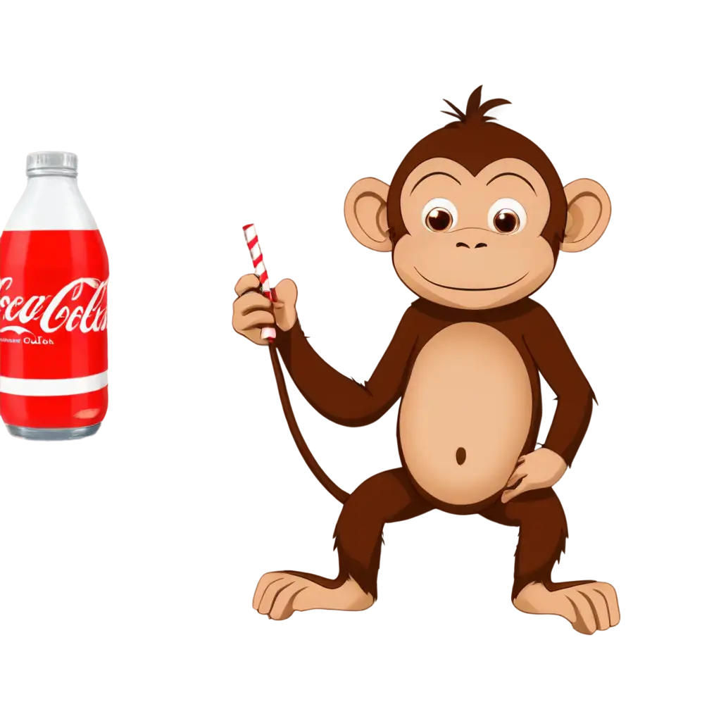 Monkey-Drinking-CocaCola-Clipart-PNG-Refreshing-Primate-Illustration