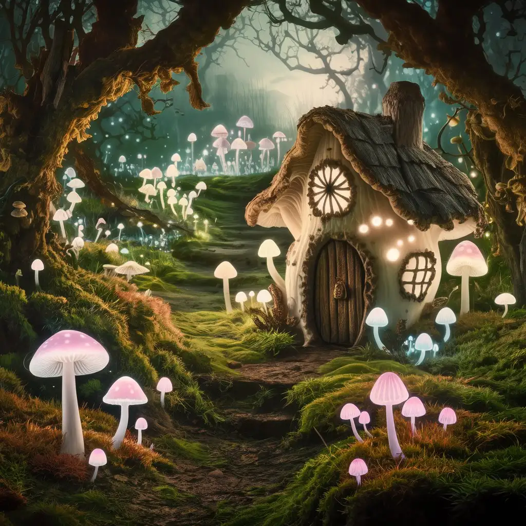 Enchanted-Bioluminescent-Forest-with-Fairy-Mushroom-House