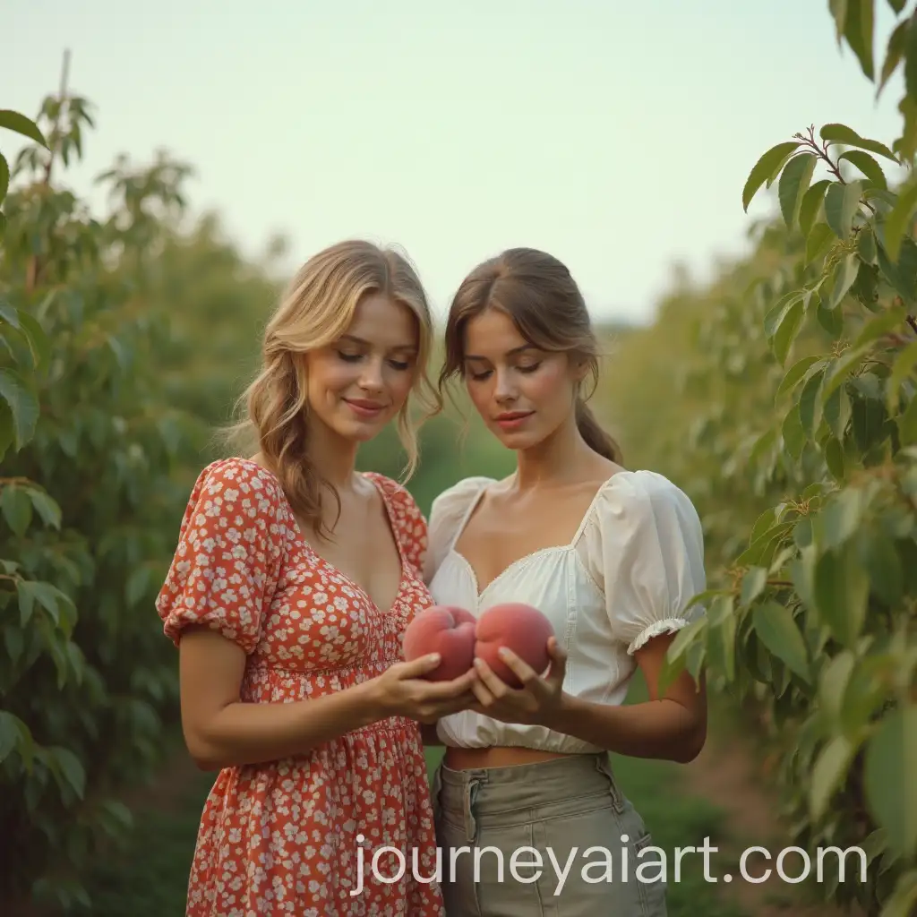 Beautiful-Girls-Working-in-Lush-Peach-Orchards