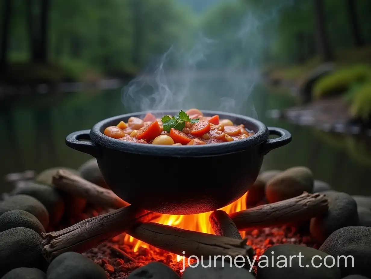 Cooking-Delicious-Goulash-in-CastIron-Cauldron-Outdoors