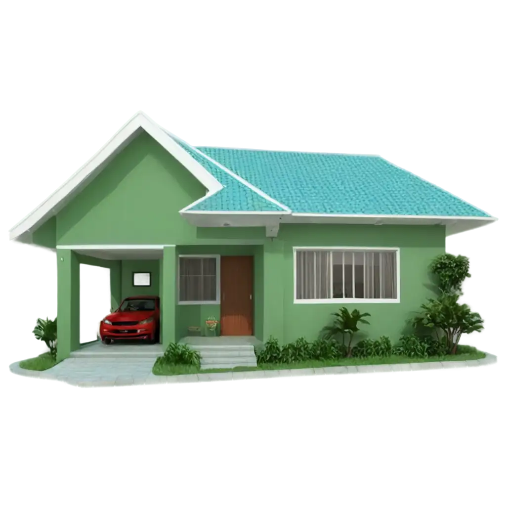 3D-Rumah-Hijau-Simple-dengan-Bumbung-Merah-Sisik-Ikan-PNG-Image-for-Creative-Projects