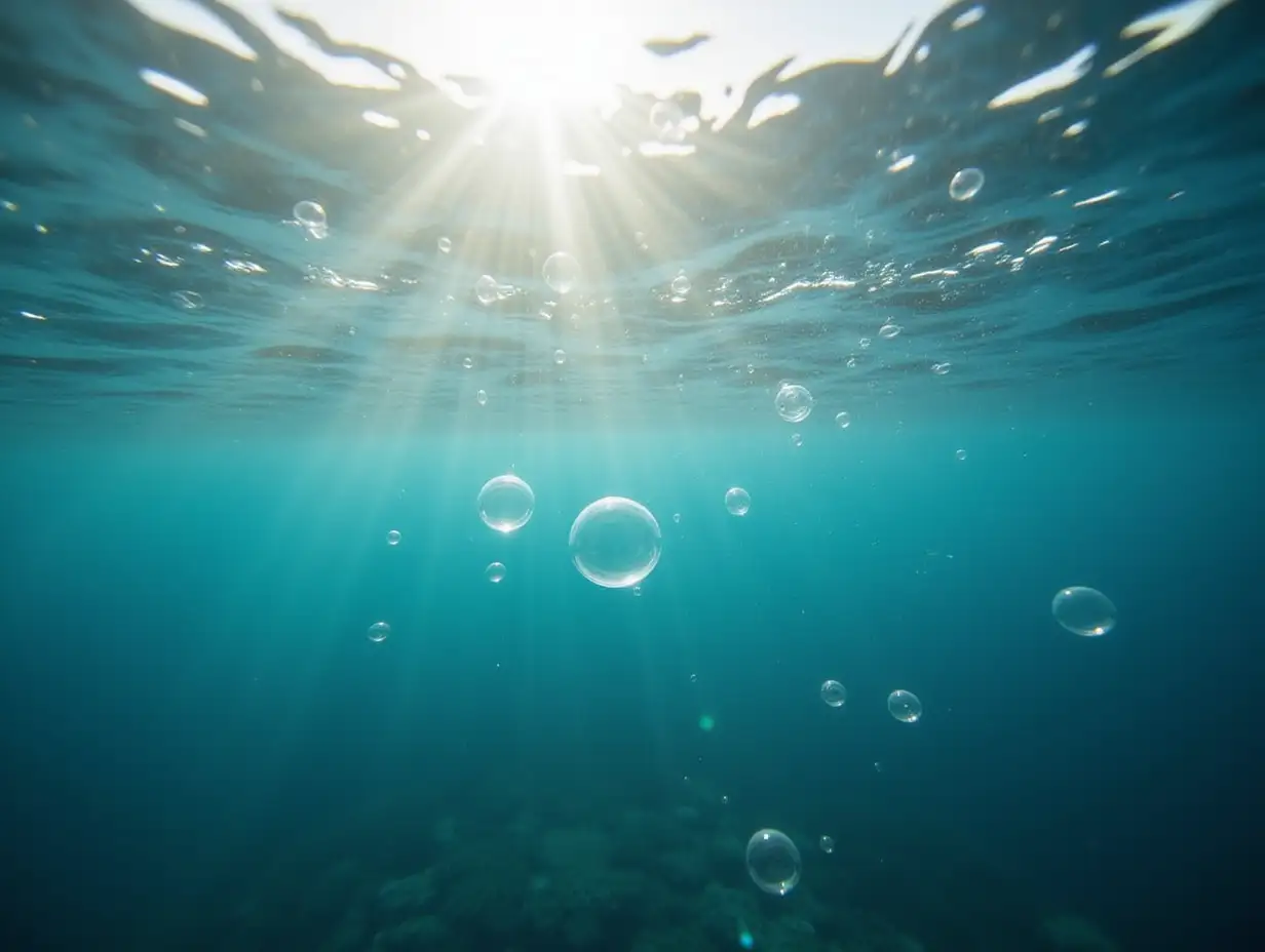 Sunlit-Underwater-Air-Bubbles-in-Natural-Outdoor-Setting