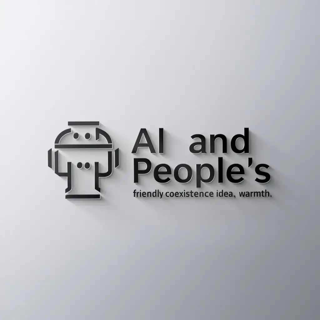 a logo design,with the text "AI and people's friendly coexistence idea, warmth", main symbol:machine,Minimalistic,be used in Internet industry,clear background