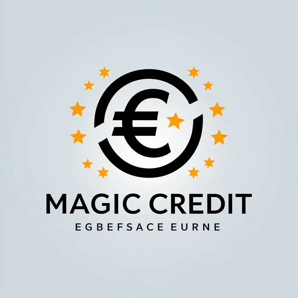 LOGO Design for Magic Credit Vector Design with Euros Symbol and Happiness Theme