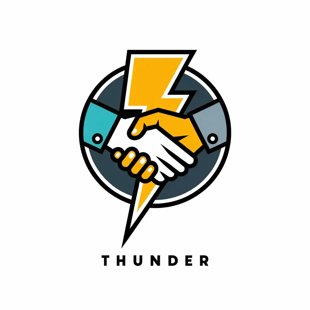 LOGO Design for Thunder Minimalistic Thunder and Handshake Symbol in Black White and Gray for Finance Industry