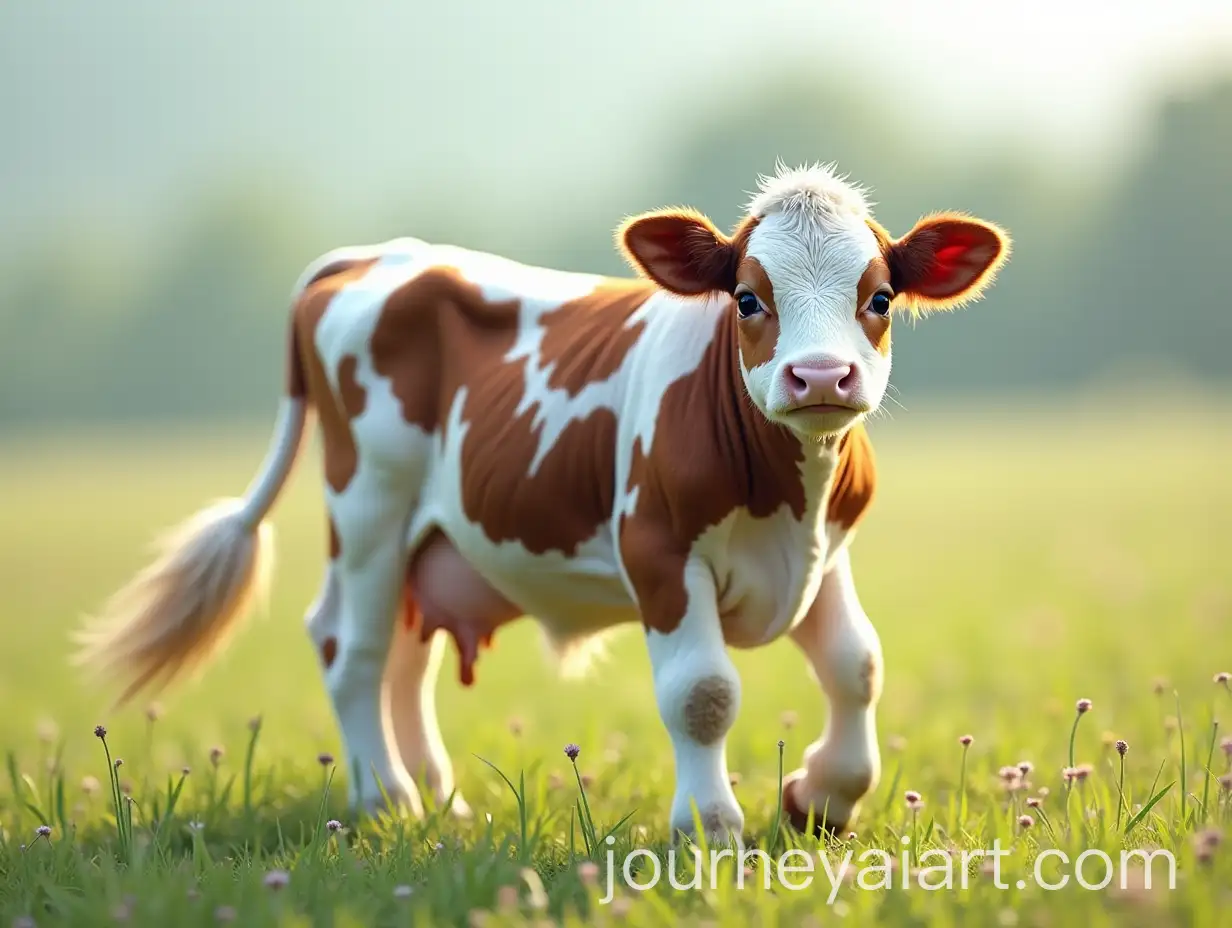 Playful-Baby-Cows-Amongst-Adult-Cows-in-a-Pastoral-Landscape