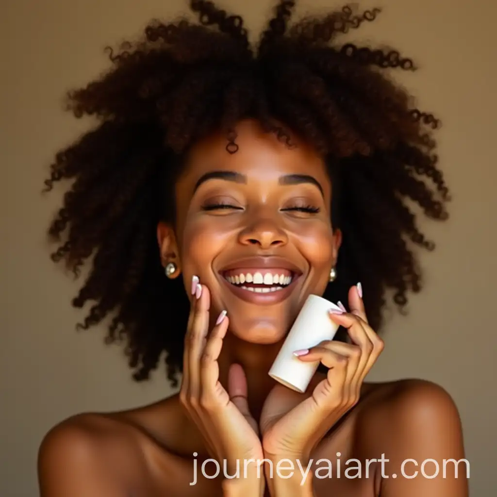 Joyful-Woman-Smiling-with-Skincare-Product-in-Warm-Earthy-Tones