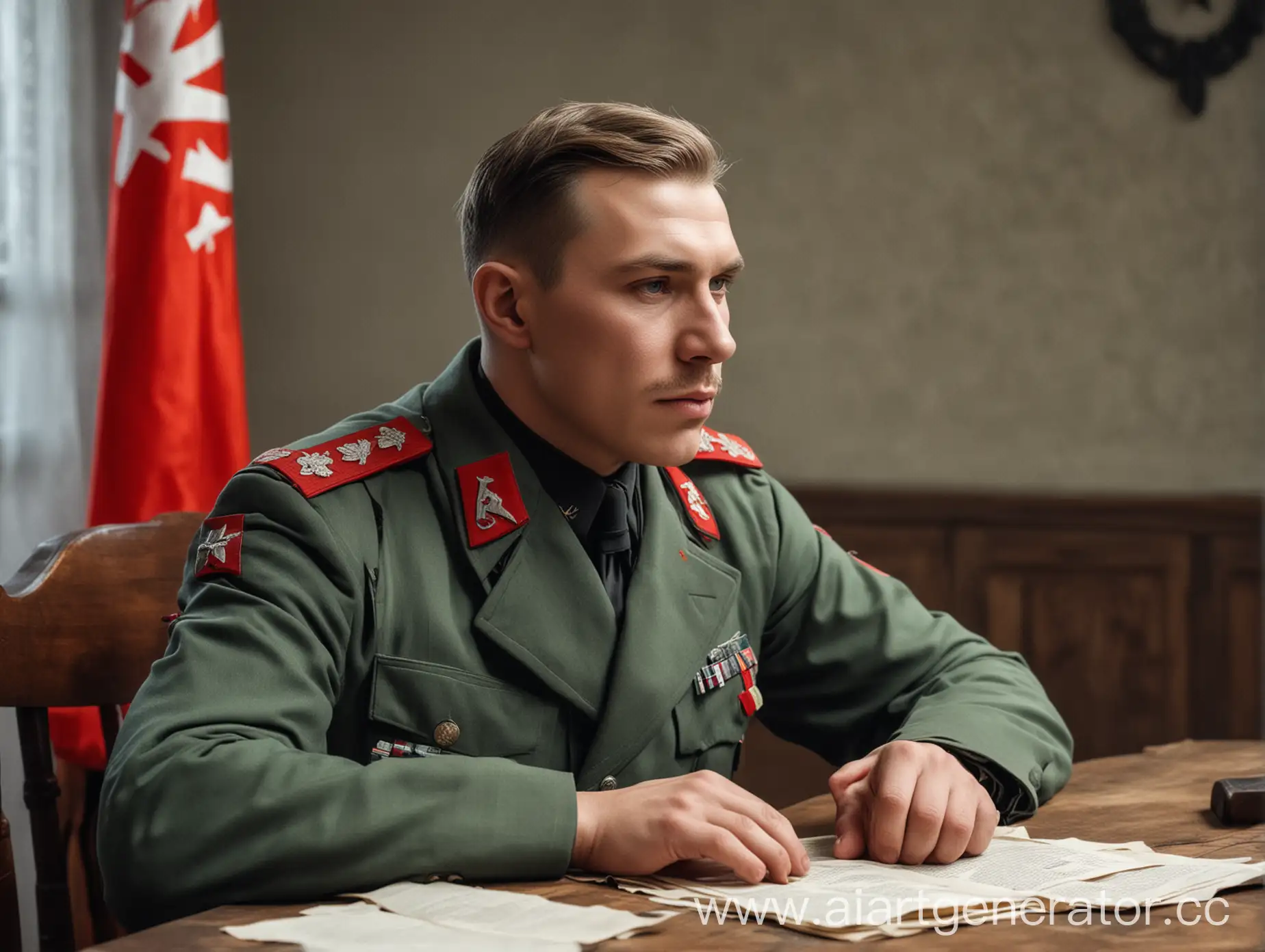 NKVD-Officer-Sitting-at-a-Table-in-a-Historical-Setting