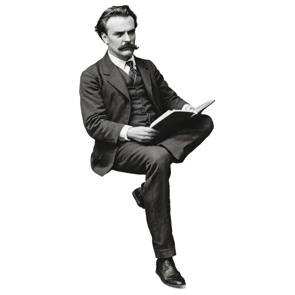 Friedrich-Nietzsche-Reading-Book-PNG-Image-Black-White-and-Gray-Artistic-Representation