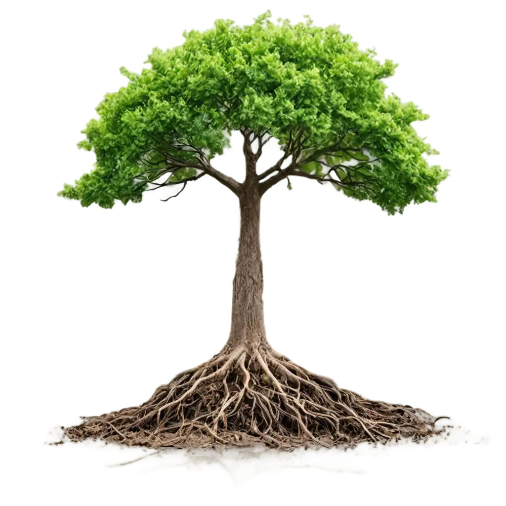 Hovering-Green-Tree-with-Lush-Roots-PNG-Image-HighQuality-Transparent-Background-for-Versatile-Usage