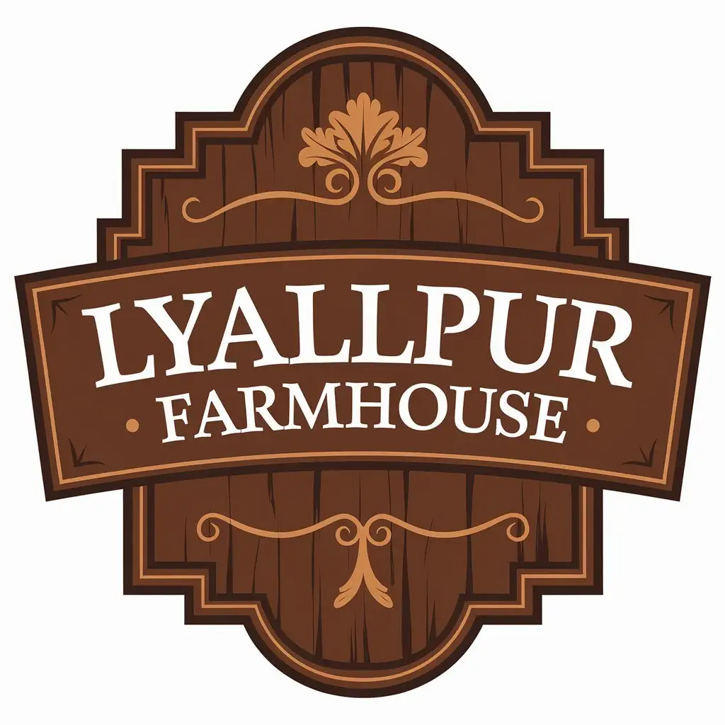 LOGO Design for Lyallpur Farmhouse Wooden Emblem with Entertainment Industry Theme