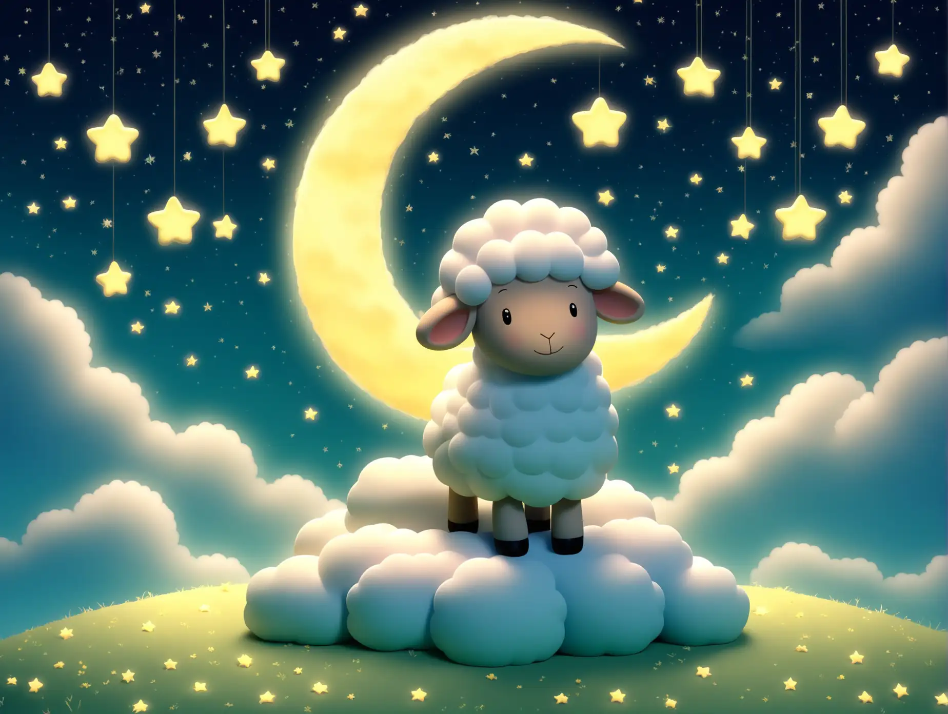 Dreamy-Bedtime-Scene-with-Fluffy-Sheep-in-Pastel-Sky