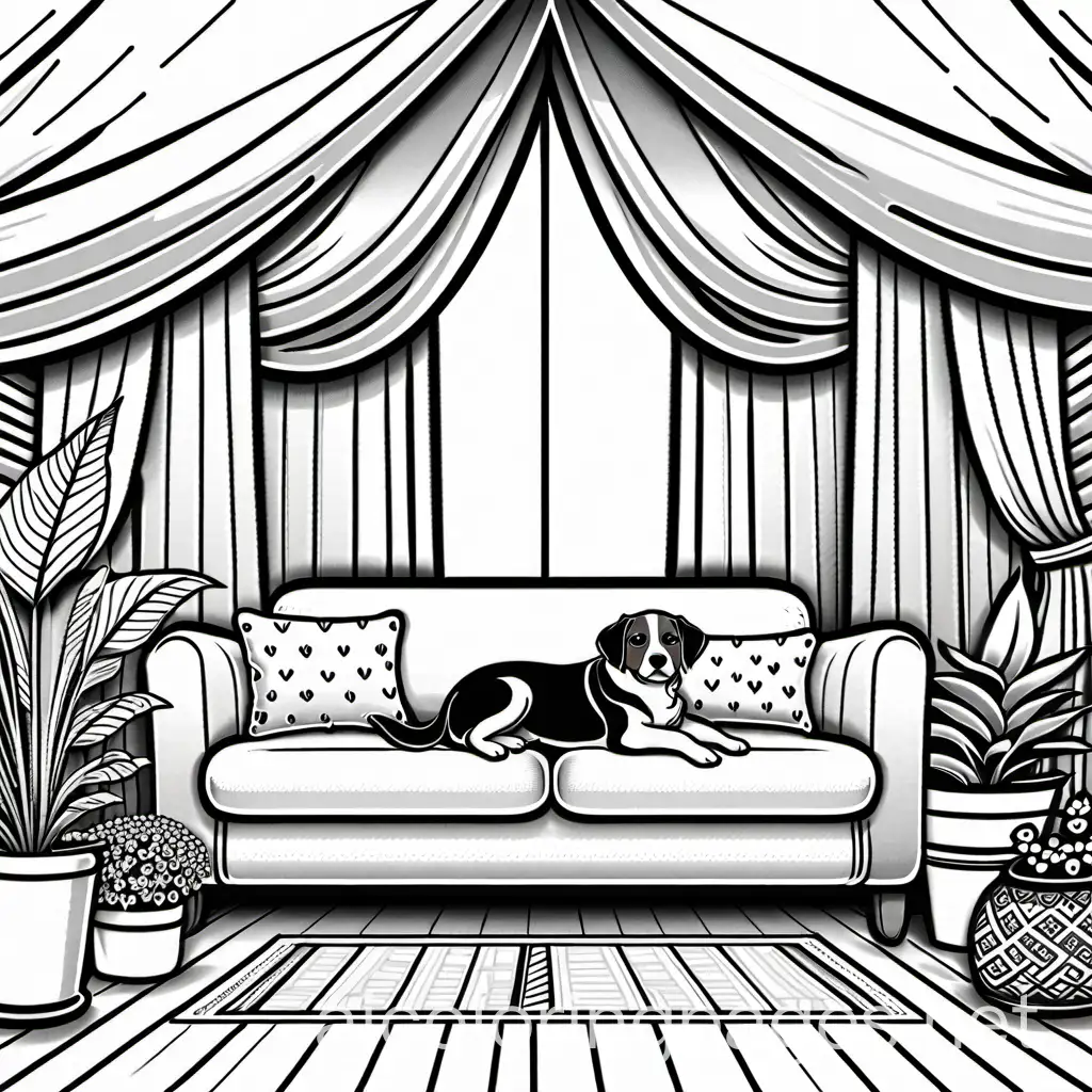 Cozy-Indoor-Dog-Resting-in-a-Tented-Sofa-with-Nature-Elements